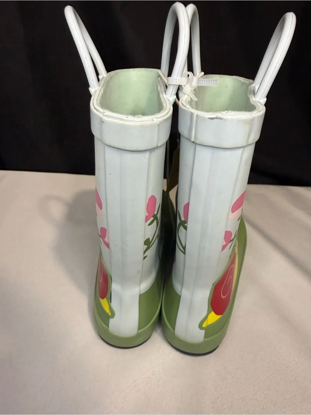 Cat & Jack Kids Green Rain Boots with Snail and Ladybug Garden Print NEW!